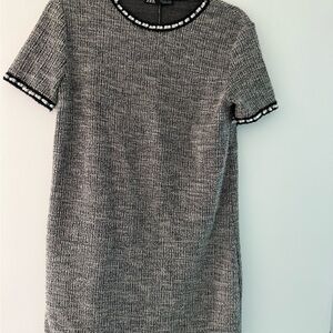 Zara Monochrome Tweed Mini Dress